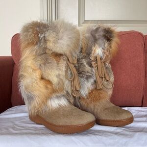 SOLD Pajar Fox Trot Fur Boots in Tan size 37/US6-6.5 (MSRP $600)